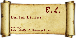 Ballai Lilian névjegykártya